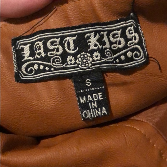 Brown Faux Leather Mini Skirt by Last Kiss Sz S - Picture 6 of 8